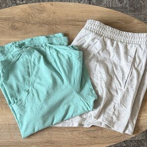 LOFT/AIM Light Teal and Gray Pajama Set, 2X-3X